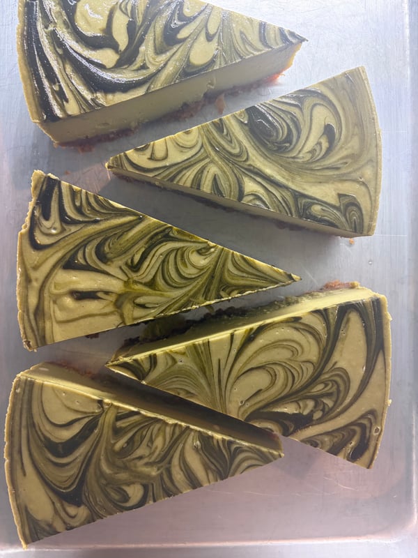 Marbled vegan dessert slices at Alice & Friends Vegan Kitchen.