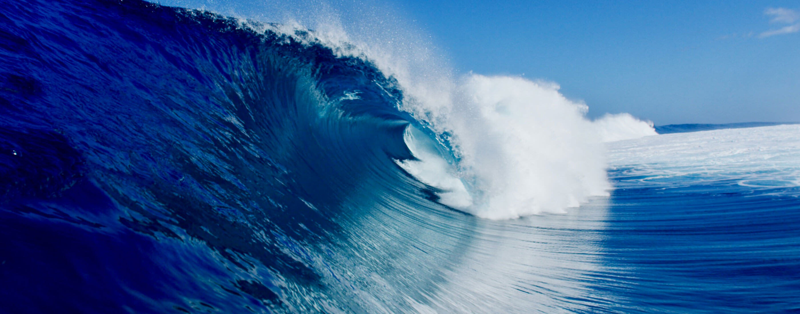 A closeup view of a large ocean wave